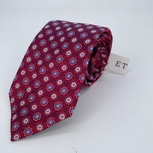 Eton Tie Mens One Size Red Blue Floral Silk Classic Fit Necktie England Made